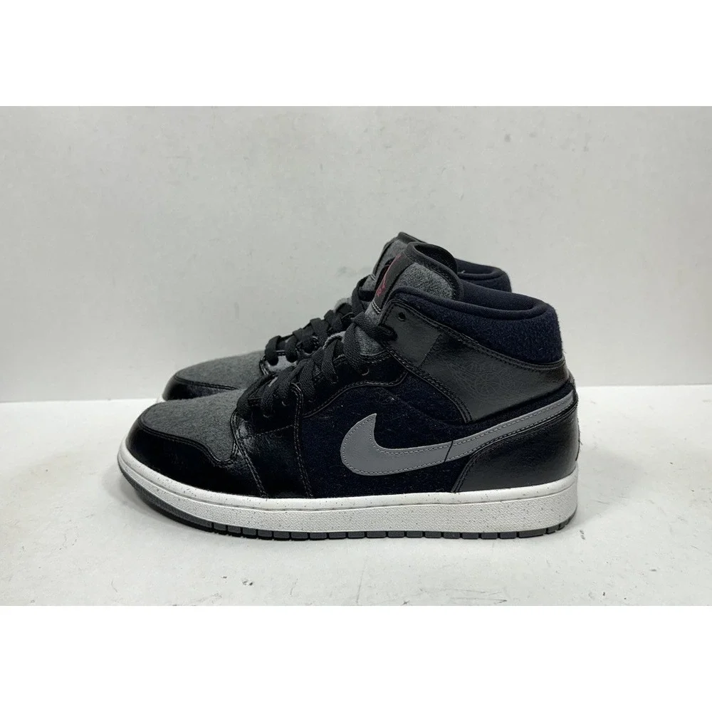 Air Jordan 1 Mid Premium Winterized Black Grey 852542-001‎ Men's Size 9 Shoes